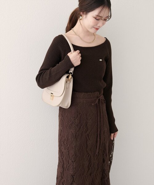 natural couture（ナチュラルクチュール）の「バレエネックリブニットプルオーバー（ニット/セーター・レディース・ピンク/ブラウン/オフホワイト/ブラック・FREE）」の21枚目の写真