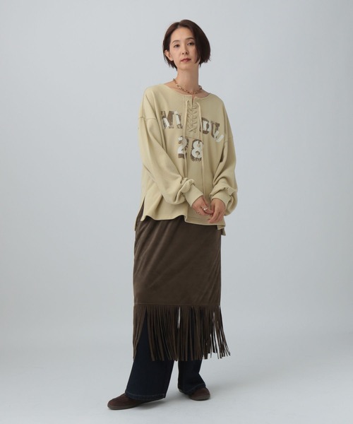 LEPSIM（レプシィム）の「レースアップロゴ裏毛プルオーバー　593813（スウェット・レディース・ベージュ/ボルドー/チャコールグレー・FREE）」の22枚目の写真