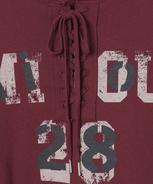 LEPSIM（レプシィム）の「レースアップロゴ裏毛プルオーバー　593813（スウェット・レディース・ベージュ/ボルドー/チャコールグレー・FREE）」の9枚目の写真