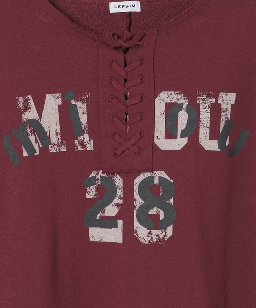 LEPSIM（レプシィム）の「レースアップロゴ裏毛プルオーバー　593813（スウェット・レディース・ベージュ/ボルドー/チャコールグレー・FREE）」の18枚目の写真