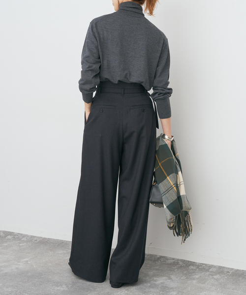 Spick & Span（スピックアンドスパン）の「サキソニーベルテッドワイドパンツ（スラックス・レディース・チャコールグレー/ベージュ・38/36）」の10枚目の写真