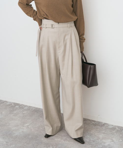 Spick & Span（スピックアンドスパン）の「サキソニーベルテッドワイドパンツ（スラックス・レディース・チャコールグレー/ベージュ・38/36）」の11枚目の写真