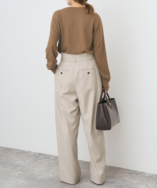 Spick & Span（スピックアンドスパン）の「サキソニーベルテッドワイドパンツ（スラックス・レディース・チャコールグレー/ベージュ・38/36）」の16枚目の写真