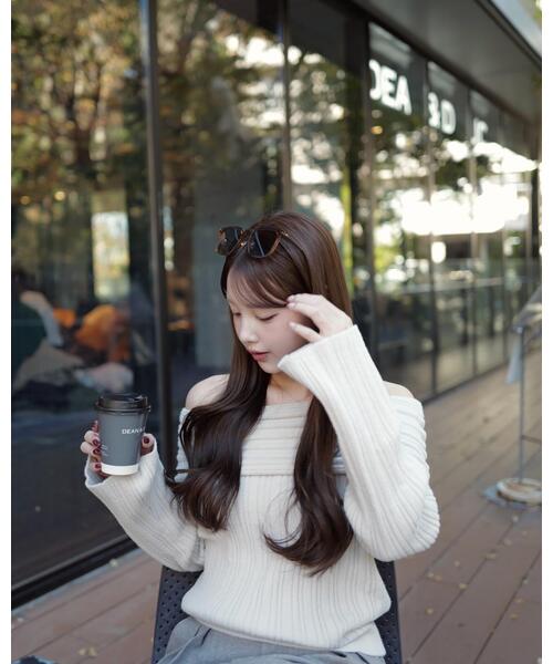 PROPORTION BODY DRESSING（プロポーションボディドレッシング）の「【加藤栞さん着用】ランダムリブオフショルニット / 1215270125（ニット/セーター・レディース・ホワイト系その他/グレー/ブラウン系その他・FREE）」の13枚目の写真