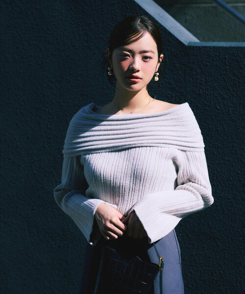 PROPORTION BODY DRESSING（プロポーションボディドレッシング）の「【加藤栞さん着用】ランダムリブオフショルニット / 1215270125（ニット/セーター・レディース・ホワイト系その他/グレー/ブラウン系その他・FREE）」の14枚目の写真