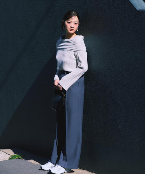 PROPORTION BODY DRESSING（プロポーションボディドレッシング）の「【加藤栞さん着用】ランダムリブオフショルニット / 1215270125（ニット/セーター・レディース・ホワイト系その他/グレー/ブラウン系その他・FREE）」の16枚目の写真