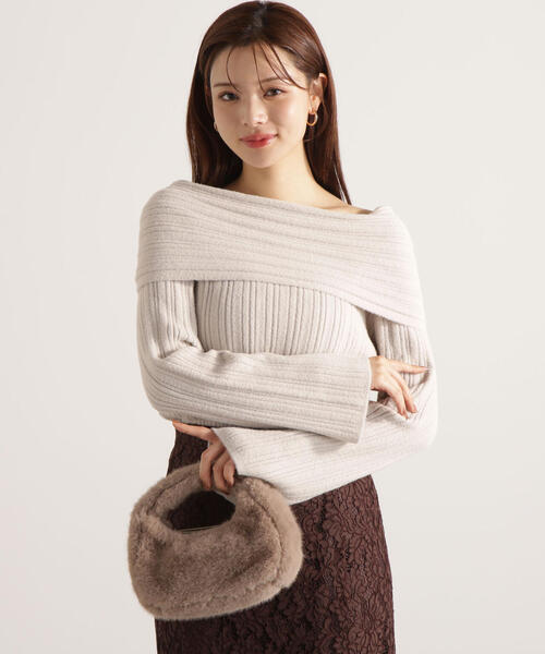 PROPORTION BODY DRESSING（プロポーションボディドレッシング）の「【加藤栞さん着用】ランダムリブオフショルニット / 1215270125（ニット/セーター・レディース・ホワイト系その他/グレー/ブラウン系その他・FREE）」の17枚目の写真