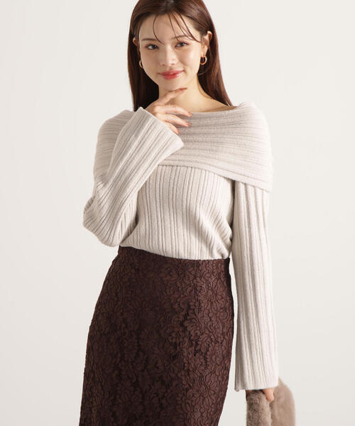 PROPORTION BODY DRESSING（プロポーションボディドレッシング）の「【加藤栞さん着用】ランダムリブオフショルニット / 1215270125（ニット/セーター・レディース・ホワイト系その他/グレー/ブラウン系その他・FREE）」の18枚目の写真