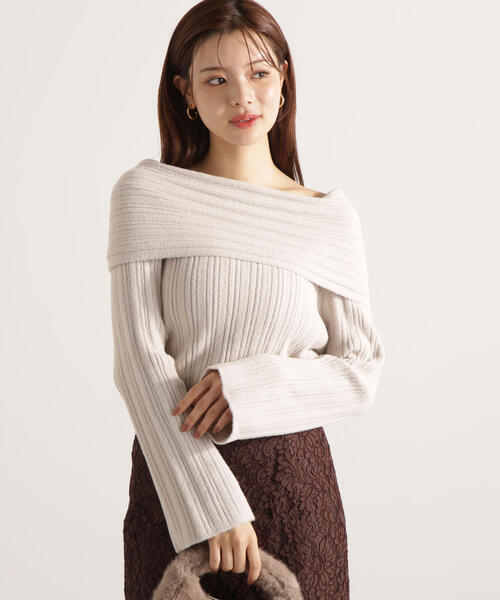 PROPORTION BODY DRESSING（プロポーションボディドレッシング）の「【加藤栞さん着用】ランダムリブオフショルニット / 1215270125（ニット/セーター・レディース・ホワイト系その他/グレー/ブラウン系その他・FREE）」の19枚目の写真