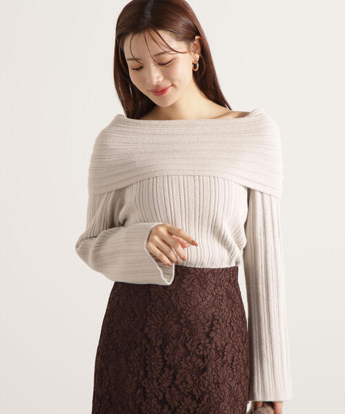 PROPORTION BODY DRESSING（プロポーションボディドレッシング）の「【加藤栞さん着用】ランダムリブオフショルニット / 1215270125（ニット/セーター・レディース・ホワイト系その他/グレー/ブラウン系その他・FREE）」の22枚目の写真