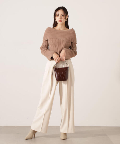 PROPORTION BODY DRESSING（プロポーションボディドレッシング）の「【加藤栞さん着用】ランダムリブオフショルニット / 1215270125（ニット/セーター・レディース・ホワイト系その他/グレー/ブラウン系その他・FREE）」の10枚目の写真