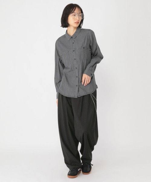 studio CLIP（スタディオクリップ）の「【daily CLIP】TRピンストライプタックパンツ（スラックス・レディース・グレー/ブラック・MEDIUM/LARGE）」の14枚目の写真