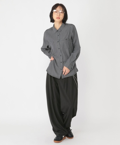 studio CLIP（スタディオクリップ）の「【daily CLIP】TRピンストライプタックパンツ（スラックス・レディース・グレー/ブラック・MEDIUM/LARGE）」の15枚目の写真