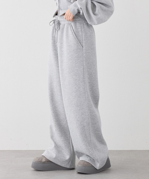 セール】【セットで着れる】ビジュー付きスウェットパンツ（スウェット