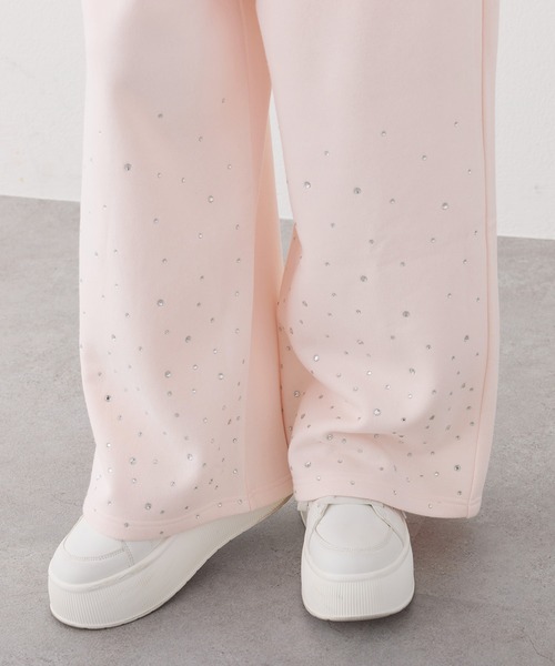 セール】【セットで着れる】ビジュー付きスウェットパンツ（スウェット