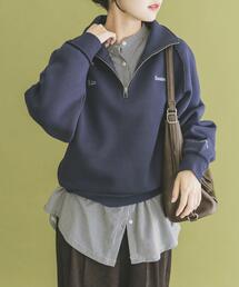 ハーフジップ刺繍スウェット