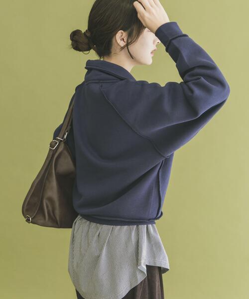 ITEMS URBANRESEARCH（アイテムズ アーバンリサーチ）の「ハーフジップ刺繍スウェット（スウェット・レディース・ネイビー/オートミール・FREE）」の8枚目の写真