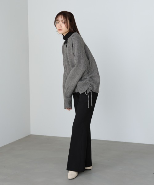 Bab（バブ）の「襟付きリブ切替サイドドロストニットトップス（ニット/セーター・レディース・グリーン/チャコールグレー/アイボリー・FREE）」の22枚目の写真