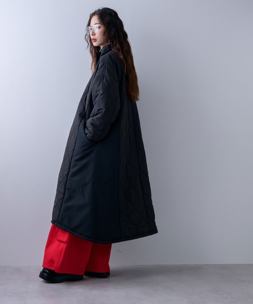 bohmal（ボマール）の「キルト切替スタンドロングコート（その他アウター・レディース・ブラック/アイボリー・MEDIUM）」の12枚目の写真