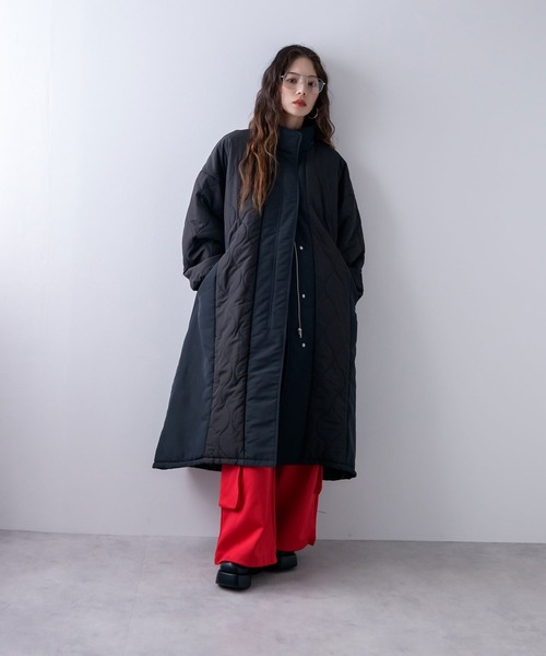 bohmal（ボマール）の「キルト切替スタンドロングコート（その他アウター・レディース・ブラック/アイボリー・MEDIUM）」の13枚目の写真