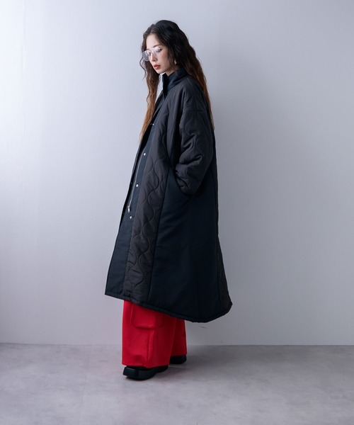 bohmal（ボマール）の「キルト切替スタンドロングコート（その他アウター・レディース・ブラック/アイボリー・MEDIUM）」の14枚目の写真