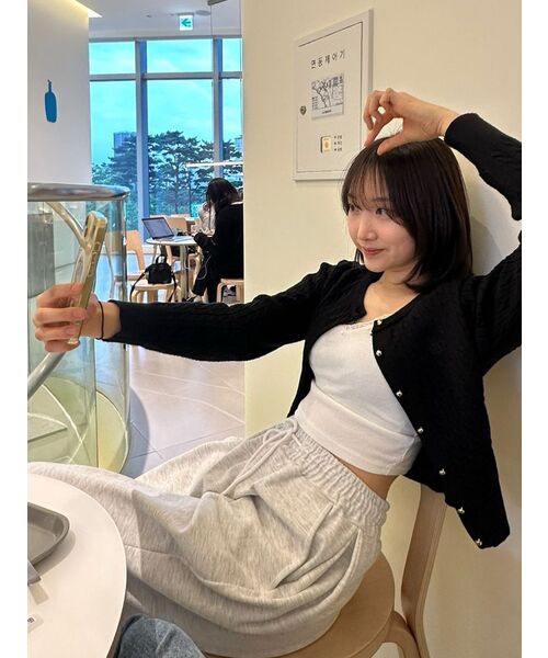 GAKKAI UNIONS(ガッカイユニオンズ)の「ワンタックワイドスウェットジョガーパンツホワイトメランジ(スウェットパンツ・レディース・その他・SMALL/MEDIUM/LARGE)」の6枚目の写真