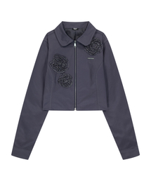 IUGAMAKARAS（イウガマカラス）の「Hem Button Cropped Jacket (Gray)（パーカー）」