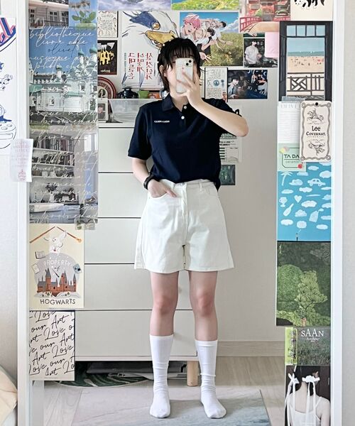 MUSINSA STANDARD WOMAN(ムシンサスタンダードウーマン)の「【クールタンダード】レディースクロップドピケポロシャツ【ネイビー】(ポロシャツ・レディース・その他・SMALL/MEDIUM/LARGE/X-SMALL)」の6枚目の写真