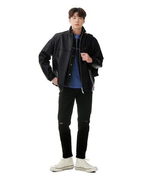 MUSINSA STANDARD（ムシンサスタンダード）の「ラムスキンオーバーサイズトラックジャケット[ブラック]（ライダースジャケット・メンズ・その他・LARGE/XX-LARGE）」の15枚目の写真