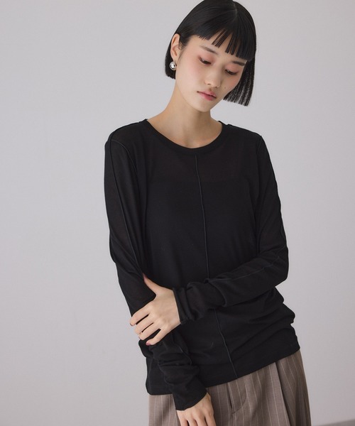 ADAM ET ROPE'（アダムエロペ）の「シアーフライスロンT（Tシャツ/カットソー・レディース・ブラック/キナリ/イエロー・FREE）」の3枚目の写真