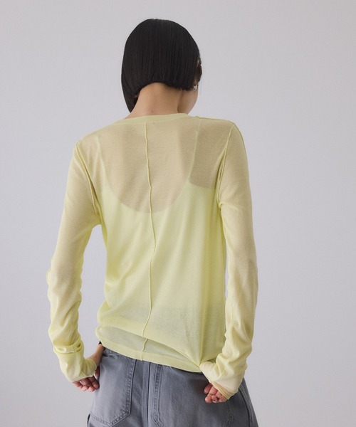 ADAM ET ROPE'（アダムエロペ）の「シアーフライスロンT（Tシャツ/カットソー・レディース・ブラック/キナリ/イエロー・FREE）」の9枚目の写真