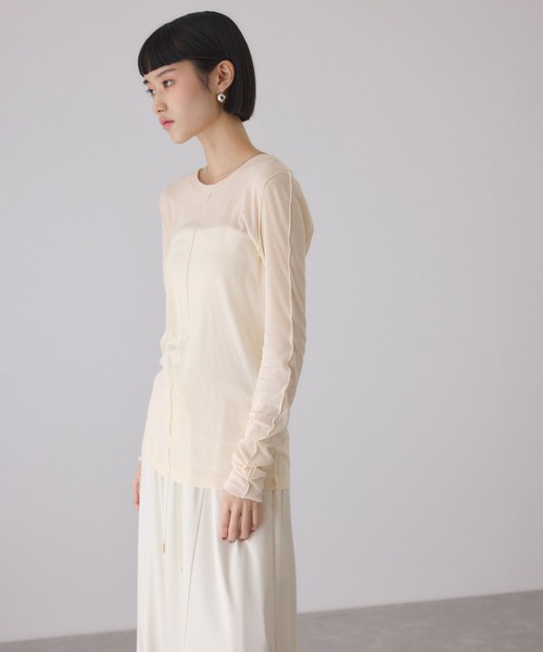 ADAM ET ROPE'（アダムエロペ）の「シアーフライスロンT（Tシャツ/カットソー・レディース・ブラック/キナリ/イエロー・FREE）」の10枚目の写真