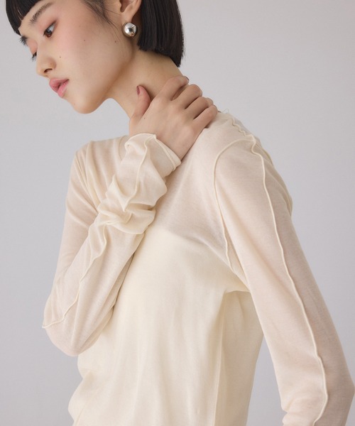 ADAM ET ROPE'（アダムエロペ）の「シアーフライスロンT（Tシャツ/カットソー・レディース・ブラック/キナリ/イエロー・FREE）」の11枚目の写真