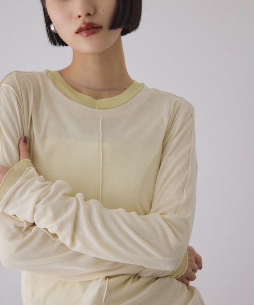 ADAM ET ROPE'（アダムエロペ）の「シアーフライスロンT（Tシャツ/カットソー・レディース・ブラック/キナリ/イエロー・FREE）」の14枚目の写真