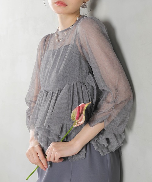 Kana（カナ）の「ラメチュール ペプラム Iライン ワンピース ドレス 2点セット パーティー 結婚式 お呼ばれ オケージョン（ドレス・レディース・ブラック/チャコールグレー/グリーン・M）」の22枚目の写真
