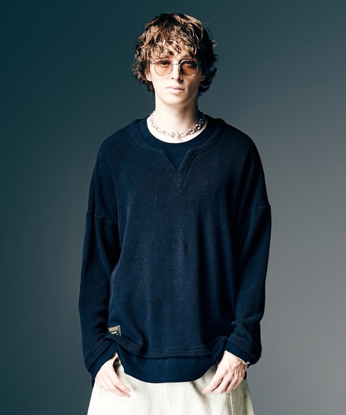 glamb(グラム)の「Layered Skipper Cutsew / レイヤードスキッパーカットソー(Tシャツ/カットソー・メンズ・ホワイト/ブラック/ブルー・S/M/L)」の3枚目の写真