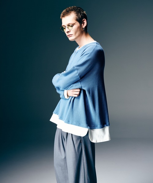 glamb(グラム)の「Layered Skipper Cutsew / レイヤードスキッパーカットソー(Tシャツ/カットソー・メンズ・ホワイト/ブラック/ブルー・S/M/L)」の15枚目の写真