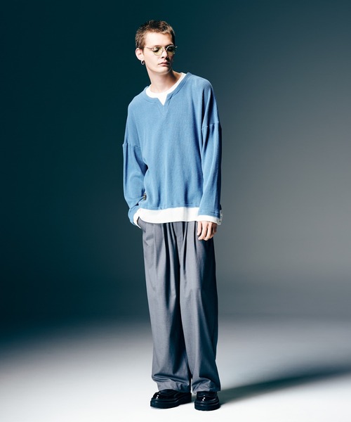 glamb(グラム)の「Layered Skipper Cutsew / レイヤードスキッパーカットソー(Tシャツ/カットソー・メンズ・ホワイト/ブラック/ブルー・S/M/L)」の16枚目の写真