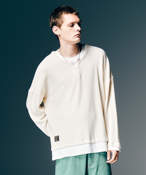 glamb(グラム)の「Layered Skipper Cutsew / レイヤードスキッパーカットソー(Tシャツ/カットソー・メンズ・ホワイト/ブラック/ブルー・S/M/L)」の8枚目の写真