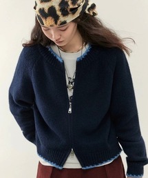 Vipoa（ヴィポア）の「Double zip bicolor cardigan（カーディガン/ボレロ・レディース）」