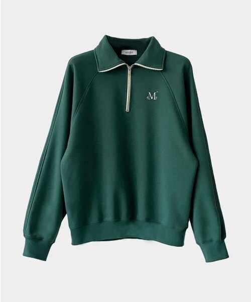 MUCENT(ムセント)の「SIGNATURE HALF ZIP-UP NECK MTM - MAN (Deep navy, Olive green)(スウェット・レディース・グリーン・FREE)」の2枚目の写真