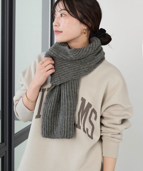 FRATELLI TALLI（フラテリタリ）の「【FRATELLI TALLI】リブニットストール（マフラー・レディース・ライトベージュ/グレー/モカ・FREE）」の2枚目の写真