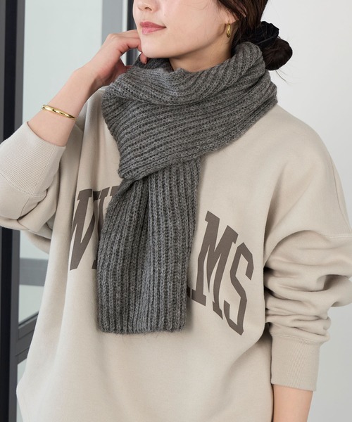 FRATELLI TALLI（フラテリタリ）の「【FRATELLI TALLI】リブニットストール（マフラー・レディース・ライトベージュ/グレー/モカ・FREE）」の4枚目の写真