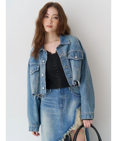 EVRIS(エヴリス)の「フロントホックレースドッキングニットトップス(ニット/セーター・レディース・ブルー/グレー/ブラック/イエロー・FREE)」の11枚目の写真