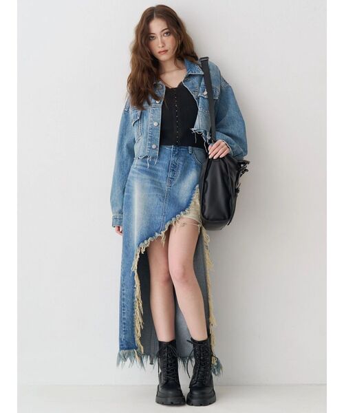 EVRIS(エヴリス)の「フロントホックレースドッキングニットトップス(ニット/セーター・レディース・ブルー/グレー/ブラック/イエロー・FREE)」の12枚目の写真