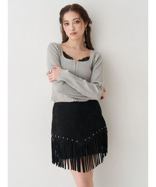 EVRIS(エヴリス)の「フロントホックレースドッキングニットトップス(ニット/セーター・レディース・ブルー/グレー/ブラック/イエロー・FREE)」の13枚目の写真