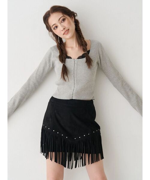 EVRIS(エヴリス)の「フロントホックレースドッキングニットトップス(ニット/セーター・レディース・ブルー/グレー/ブラック/イエロー・FREE)」の14枚目の写真