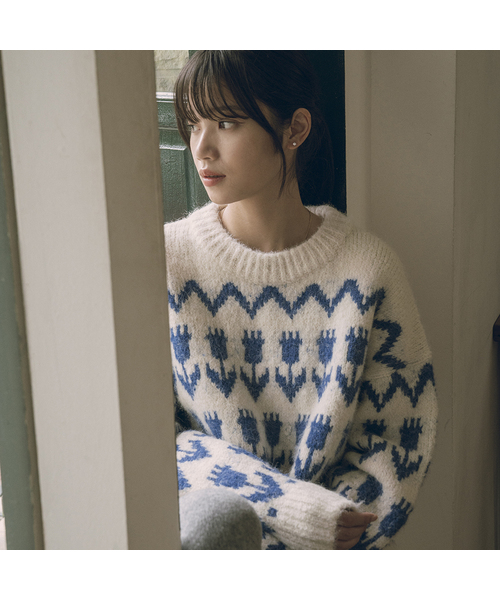 VANONE ATELIER(バノンアトリエ)の「KN4240 Flower hairy wool knit_Cream(ニット/セーター・レディース・Cream・FREE)」の1枚目の写真