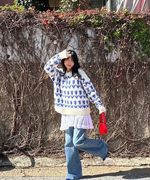 VANONE ATELIER(バノンアトリエ)の「KN4240 Flower hairy wool knit_Cream(ニット/セーター・レディース・Cream・FREE)」の9枚目の写真