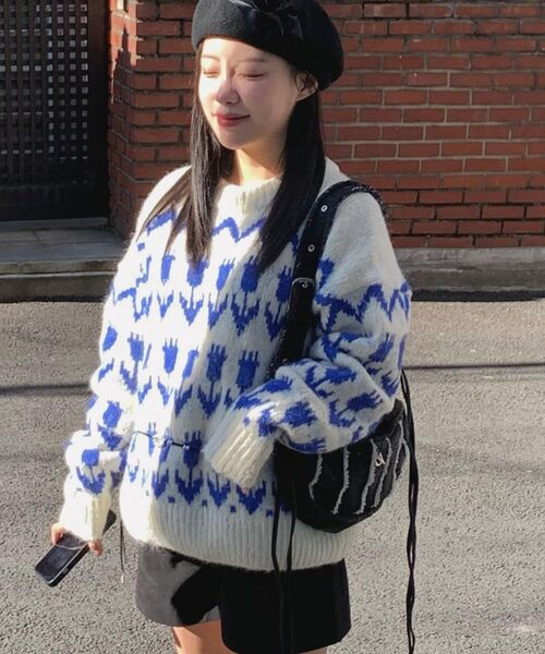 VANONE ATELIER(バノンアトリエ)の「KN4240 Flower hairy wool knit_Cream(ニット/セーター・レディース・Cream・FREE)」の2枚目の写真
